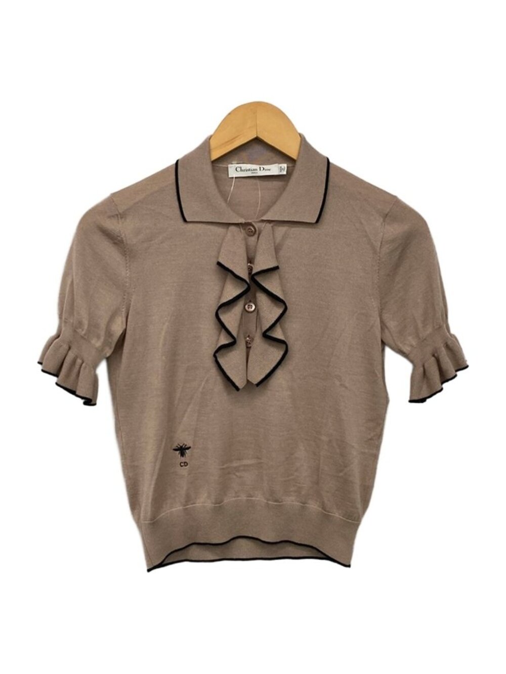 Dior Short Sleeve Sweater US 4 Pink Beige Black S